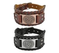 YSJCHEBS Bracelets Vintage 2 Pièces, Bracelets en Cuir pour Hommes, Bracelets De Mode, Accessoires Vestimentaires, Bijoux Cadeaux