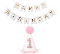 YSJCHEBS Chapeau d'anniversaire pour Bébé 1 Pièce, Bannière Joyeux Anniversaire 1 Pièce, Couronne De Premier Anniversaire, Couronne en Feutre Mignonne, Chapeau De Fête d'anniversaire pour Bébé