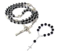 YSJCHEBS Collier Croix 1 Pièce, Bracelet Croix 1 Pièce, Chaîne De Chapelet, Chaîne De Chapelet pour Hommes, Chapelet De Voiture, Chapelet Personnalisé, Collier Catholique