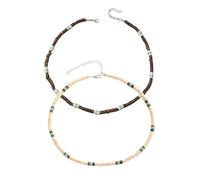 YSJCHEBS Collier De Perles 2Pcs, Collier De Style Boho, Collier De Bloc De Couleur De Perles en Bois, Collier Vintage De Mode, Collier De Plage, Bijoux Faits À La Main Imperméables