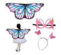 YSJCHEBS Costume D'Aile De Papillon 1 Pièce, Masque De Papillon 1 Pièce, Bandeau De Papillon 1 Pièce, Costume De Fête De Fée, Costume De Fête De Filles, Costume De Papillon pour Enfants
