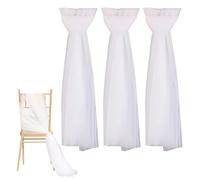 YSJCHEBS Décoration De Chaise 3 Pièces, Tulle Blanc, Filet De Décoration De Dossier De Chaise De Mariage, Gaze De Décoration De Chaise, Nœud De Décoration De Mariage, Tissu De Décoration en Tissu