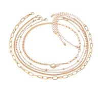 YSJCHEBS Ensemble De 5 Pièces De Colliers Multicouches, Colliers À Longueur Réglable, Chaînes Métalliques À La Mode, Colliers pour Femmes, Colliers Empilables Créatifs, Accessoires Vestimentaires