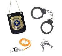 YSJCHEBS Ensemble De Jeu De Police 3 Pièces, Costume De Police pour Enfants, Équipement De Police, Costume Swat pour Enfants, Menottes pour Enfants, Carte D'Identité De Police, Insigne De Police