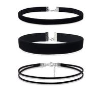YSJCHEBS Ensemble Ras du Cou en Velours Noir 3 Pièces, Collier Simple À La Mode, Collier Classique, Accessoires pour Femmes, Accessoires Vestimentaires