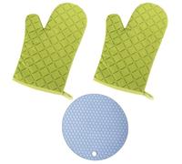 YSJCHEBS Gants De Four 2 Pièces, Manique 1 Pièce, Gants De Four Résistants À La Chaleur, Gants De Four en Silicone, Gants De Cuisine, Gants De Four De Cuisine