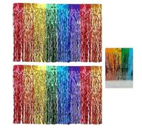 YSJCHEBS Jupe De Table Arc-en-Ciel, 2 Pièces, Jupe De Table À Pampilles, Rideau en Soie De Pluie, Jupe De Table, Décorations De Fête, Décoration Arc-en-Ciel