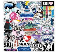 YSJCHEBS Lot de 100 autocollants à thème de ski, autocollants de dessins animés, autocollants imperméables, peuvent être utilisés pour décorer les planches à roulettes, les valises et les cahiers