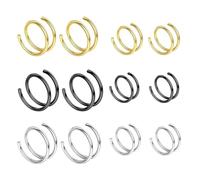 YSJCHEBS Lot de 12 Anneaux De Nez en Spirale, Classiques et Tendance, Acier Inoxydable, Hypoallergénique, Facile à Nettoyer