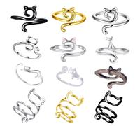 YSJCHEBS Lot de 12 Bagues en Crochet pour Chat, Anneaux pour Tricoter, Accessoires De Tricot, Boucles De Fil Réglables, Crochets Ouverts Et Colorés