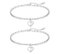 YSJCHEBS Lot De 2 Bracelets avec Pendentif d'amour, Bracelets De Perles, Bracelets De Style Simple, Bracelets Tendance Et Polyvalents, Bracelets pour Femme, Accessoires Vestimentaires.