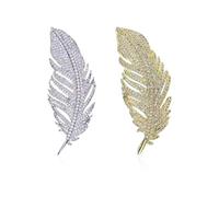 YSJCHEBS Lot De 2 Broches en Plumes, Broches De Mode Simples, Corsets Élés pour Femmes, Broches Créatives en Métal, Accessoires De Boucle D'Écharpe, Épingles De Décoration De Vêtements