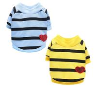 YSJCHEBS Lot De 2 T-Shirts pour Petits Chiens, T-Shirts Rayés pour Animaux De Compagnie, T-Shirts Minces pour Chiens De Printemps Et D'Été, Sweats pour Chiots, Chihuahuas Et Chiens en Peluche