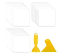 YSJCHEBS Lot de 24 Autocollants pour Carrelage Blanc, 2 Grattoirs, Autocollants pour Carrelage Mural, Autocollants Unis Imperméables, Adaptés pour Salle De Bain, Cuisine, Évier (15 X 15 Cm)