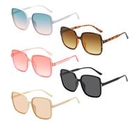 YSJCHEBS Lot De 5 Lunettes De Fête, Lunettes De Soleil Pour Femmes, Lunettes Carrées Tendance, Lunettes Dégradées Surdimensionnées, Lunettes Classiques Rétro Pour Femmes Et Hommes