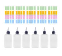 YSJCHEBS Lot De 6 Bouteilles en Plastique De 100 ML Et 5 Étiquettes Autocollantes, Bouteilles D'Épices, Bouteilles D'Huile, Bouteilles À Presser De Voyage, Mini Bouteilles en Plastique