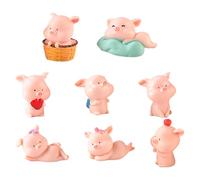 YSJCHEBS Lot De 8 Mini Cochons Roses, Cochons Porte-Bonheur en Résine Mignons, Mini Cochons, Décoration Créative De Cochon Porte-Bonheur, Adaptés Aux Bureaux, Plantes en Pot, Paysages De Jardin