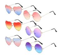 YSJCHEBS Lunettes De Soleil 6 Pièces, Accessoires De Festival, Lunettes De Carnaval, Lunettes De Soleil Amusantes Pour Adultes, Accessoires De Festival Pour Femmes, Lunettes Rondes