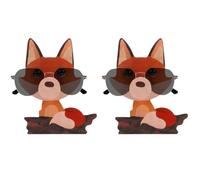 YSJCHEBS Montures De Lunettes en Forme De Renard, Montures De Lunettes Créatives, Décorations De Bureau, Montures De Lunettes en Bois, Accessoires De Rangement De Lunettes 2 Pièces
