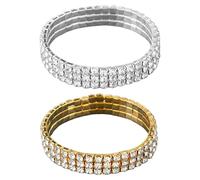 YSJCHEBS Pack De 2 Bracelets De Cheville pour Femmes, Bracelets De Cheville en Cristal Extensible, Bracelets De Cheville Multicouches Scintillants, Chaînes De Décoration De Cheville