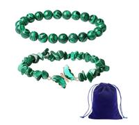 YSJCHEBS Pack De 2 Bracelets Perles Et 1 Pochette À Bijoux, Bracelet Élastique, Bracelet Simple, Bracelet Vintage, Bracelet Cadeau