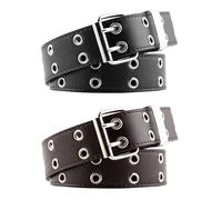 YSJCHEBS Pack De 2 Ceintures, Ceintures Simples Et Tendances, Ceintures À Œillets Double Rangée, Ceintures Punk, Unisexe, Ceintures Personnalisées, Accessoires Ceinture
