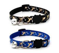 YSJCHEBS Pack De 2 Colliers pour Animaux De Compagnie, Colliers Étoile Et Lune, Colliers pour Chat Et Chien, Colliers avec Clochettes, Fournitures pour Animaux De Compagnie