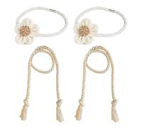 YSJCHEBS Pack De 2 Cordons De Rideaux Floraux, 2 Rideaux À Cravates en Ficelle, Attaches De Rideaux Boho, Fleurs Magnétiques pour Attaches De Rideaux, Attaches Magnétiques pour Rideaux