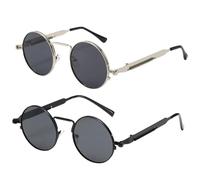 YSJCHEBS Pack De 2 Lunettes De Soleil Rondes, Lunettes De Soleil Rétro, Lunettes De Soleil Mode, Lunettes De Soleil Polarisées Pour Hommes, Lunettes De Soleil Street Style, Lunettes De Soleil De Fête