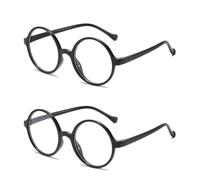 YSJCHEBS Pack De 2 Lunettes Rondes Rétro, Lunettes Nerd, Lunettes À Monture Ronde, Lunettes Sans Verre, Fausses Lunettes