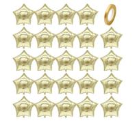 YSJCHEBS Pack De 24 Ballons Étoiles Et 1 Rouleau De Ruban Doré De 10 M De Long, Ballons en Aluminium Brillant, Ballons De Décoration De Fête, Fournitures De Fête