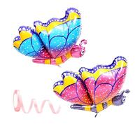 YSJCHEBS Paquet De 2 Ballons Papillon, 1 Rouleau De Ruban, Décoration d'anniversaire pour Enfants Papillon, Décoration Papillon De Fête d'anniversaire, Ballon en Aluminium Tridimensionnel