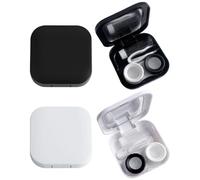 YSJCHEBS Paquet De 2 Boîtes De Rangement Carrées Pour Lentilles De Contact, Boîte De Rangement Simple, Boîte De Rangement Avec Miroir, Mini Boîte De Rangement, Accessoires Pour Lentilles De Contact