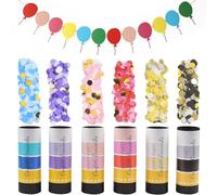 YSJCHEBS Paquet De 6 Petits Feux d'artifice À Main, Drapeau De Ballon Coloré, Canon À Confettis Polyvalent Et Biodégradable