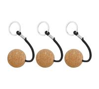 YSJCHEBS Porte-Clés Boule Ronde en Liège 3 Pièces, Porte-Clés Flottant en Bois, Accessoire Créatif pour Sports Nautiques et Plein Air