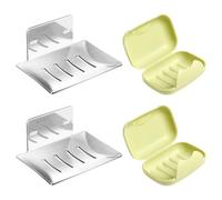 YSJCHEBS Porte-Savons Muraux 2 Pièces, Porte-Savons Portables 2 Pièces, Porte-Savons De Vidange, Porte-Savons sans Perforation, Étagères De Rangement Suspendues pour Salle De Bain Et Cuisine