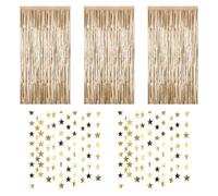YSJCHEBS Rideaux À Pampilles 5 Pièces Et Tentures Étoiles 2 Pièces, Décorations De Fête, Arrangements De Fond De Fête, Décorations Étincelantes