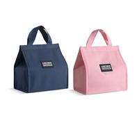 YSJCHEBS Sac À Déjeuner Isolé Portable, Lot De 2 Sacs À Déjeuner Pour Enfants, Boîte À Déjeuner Scolaire, Rose Bleu, Réutilisable