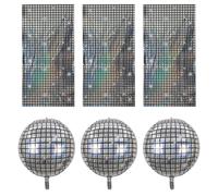 YSJCHEBS Tissu De Fond Disco 3 Pièces Et Ballons Disco 3 Pièces, Tissu De Fond Imperméable, Tissu De Fond Brillant, Décoration De Scène De Fête