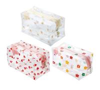 YSJCHEBS Trousse À Crayons Imprimée De Dessin Animé 3 Pièces, Transparente, Sac De Rangement Étanche, Sac À Cosmétiques, Trousse De Toilette De Grande Capacité