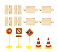 YSJCHEBS Voie Ferrée en Bois De 8 Pièces Et Modèle De Barricade De 5 Pièces, Jouet pour Enfants, Jouet D'Assemblage De Voie, Accessoires De Maison De Poupée