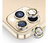 YSJJZRL 3 pièces 9H 3D Film d'objectif de caméra en diamant, Film d'objectif de paillettes HD pour iPhone 14/14 Mini/14 Plus/14 Pro/14 Pro Max (Pour ip14,Or)