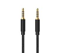 YSJJZRL Câble Audio 3,5 mm 4 pôles Câble auxiliaire AUX tressé en Nylon mâle à mâle 3,5 mm pour Le Son des écouteurs, etc. (0.5M,Noir)