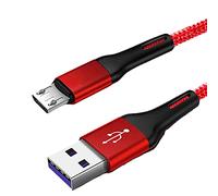 YSJJZRL Câble Micro USB, Câble Android à Charge Rapide Tressé en Nylon pour Samsung Galaxy S7 Edge S6 S5 etc. Micro équipement d'interface (1.5M,Rouge)