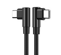YSJJZRL Câble tressé en Nylon USB C vers USB C Coudes Doubles à 90 degrés Cordon de Charge Rapide 60W 3A PD pour Samsung Galaxy S20, Pixel, Tablette LG, etc. (0.25M,Noir)