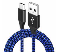 YSJJZRL Câble USB C 3A Charge Rapide, 【6.6FT】 Cordon de Chargeur USB A vers Type C Tressé en Nylon Compatible avec Les Appareils USB A vers Type C-Black Blue Braid