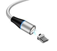 YSJJZRL Câble USB Type C de Charge Magnétique LED 3A Charge Rapide 360 ° Câble USB Type C Tressé pour Samsung S23 S22 S21 etc. (2M,Argent)
