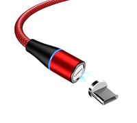 YSJJZRL Câble USB Type C de Charge Magnétique LED 3A Charge Rapide 360 ° Câble USB Type C Tressé pour Samsung S23 S22 S21 etc. (1M,Rouge)