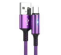 YSJJZRL Câble USB Type C, USB A vers USB C LED 2A Cordon de Charge tressé à Charge Rapide Compatible avec Samsung Galaxy S10 S9 S8 Plus, Note 9 8 (1.2M,Violet)