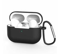 YSJJZRL Compatible avec AirPods Pro Case - Coque de Protection Antichoc en Silicone [LED Avant Visible] avec Mousqueton Compatible pour AirPods Pro-Black